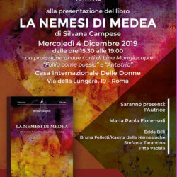 Locandina presentazione La nemesi di Medea di Silvana Campese - 04/12/2019