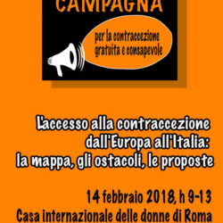 Locandina Campagna per la contraccezione gratuita e consapevole - 14/02/2018