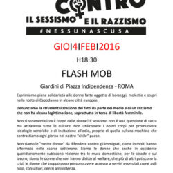 Volantino flash mob Contro il sessismo e il razzismo - 04/02/2016